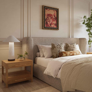 TOV Furniture Babette Tan Boucle Bed - Luxurious Boutique-Style Comfort with Handcrafted Details for Your Bedroom King TOV-B69136