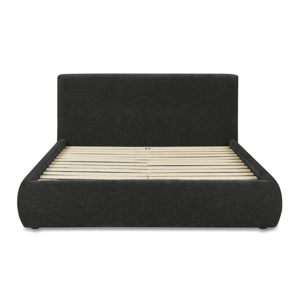 TOV Furniture Isla Textured Velvet Bed – Modern Design with Plush Comfort for a Serene, Stylish Bedroom Retreat Charcoal / Queen TOV-B69164