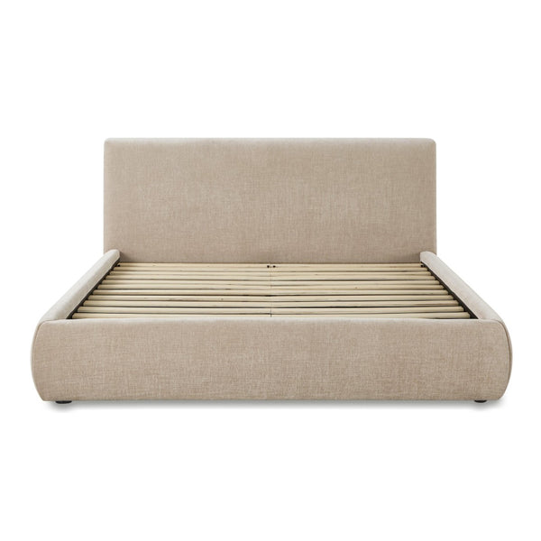 TOV Furniture Isla Textured Velvet Bed – Modern Design with Plush Comfort for a Serene, Stylish Bedroom Retreat Taupe / Queen TOV-B69166