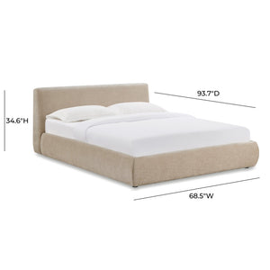 TOV Furniture Isla Textured Velvet Bed – Modern Design with Plush Comfort for a Serene, Stylish Bedroom Retreat Taupe / Queen TOV-B69166