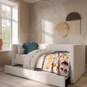 TOV Furniture Alice Linen Twin Trundle Bed - Elegant, Versatile Design with Durable Upholstery for Every Space Cream TOV-B69240