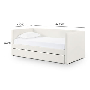 TOV Furniture Alice Linen Twin Trundle Bed - Elegant, Versatile Design with Durable Upholstery for Every Space Cream TOV-B69240