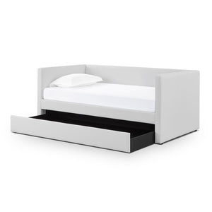 TOV Furniture Alice Linen Twin Trundle Bed - Elegant, Versatile Design with Durable Upholstery for Every Space Light Grey TOV-B69241