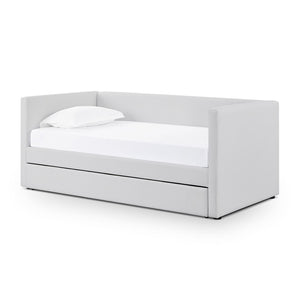 TOV Furniture Alice Linen Twin Trundle Bed - Elegant, Versatile Design with Durable Upholstery for Every Space Light Grey TOV-B69241