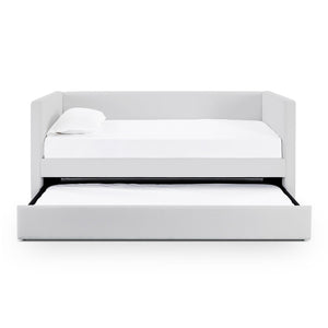 TOV Furniture Alice Linen Twin Trundle Bed - Elegant, Versatile Design with Durable Upholstery for Every Space Light Grey TOV-B69241