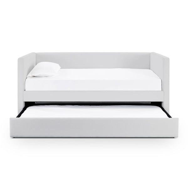 TOV Furniture Alice Linen Twin Trundle Bed - Elegant, Versatile Design with Durable Upholstery for Every Space Light Grey TOV-B69241