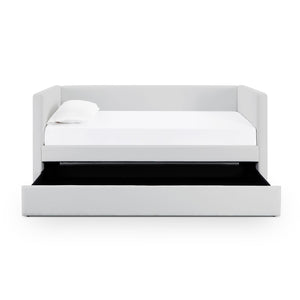 TOV Furniture Alice Linen Twin Trundle Bed - Elegant, Versatile Design with Durable Upholstery for Every Space Light Grey TOV-B69241