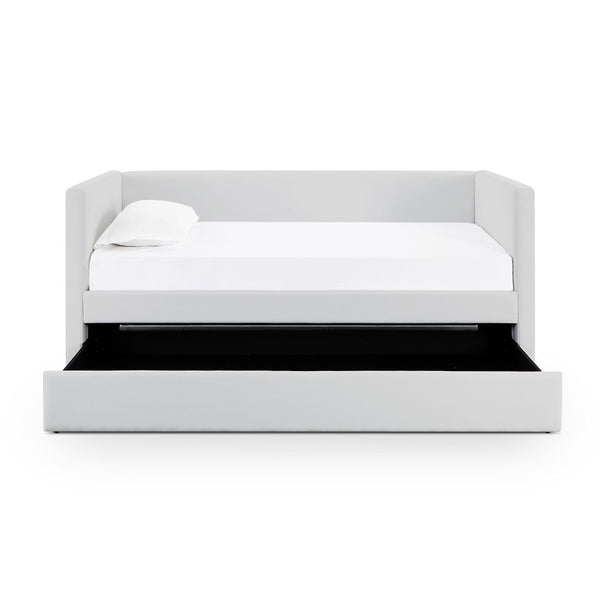 TOV Furniture Alice Linen Twin Trundle Bed - Elegant, Versatile Design with Durable Upholstery for Every Space Light Grey TOV-B69241