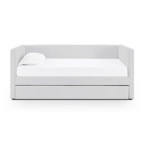 TOV Furniture Alice Linen Twin Trundle Bed - Elegant, Versatile Design with Durable Upholstery for Every Space Light Grey TOV-B69241