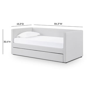 TOV Furniture Alice Linen Twin Trundle Bed - Elegant, Versatile Design with Durable Upholstery for Every Space Light Grey TOV-B69241