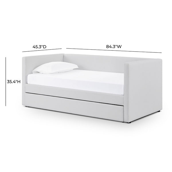 TOV Furniture Alice Linen Twin Trundle Bed - Elegant, Versatile Design with Durable Upholstery for Every Space Light Grey TOV-B69241