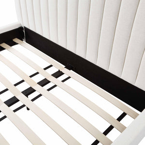 TOV Furniture Angela Upcycled Linen Bed – Luxurious Eco-Conscious Design with Channel-Tufted Headboard & Gold Legs Natural / Queen TOV-B69256