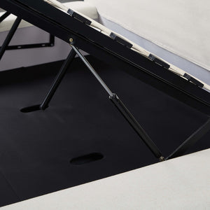 TOV Furniture Meena Cream Upcycled Linen Storage Bed – Eco-Friendly Comfort with Hydraulic Lift for Modern Bedrooms King TOV-B69330