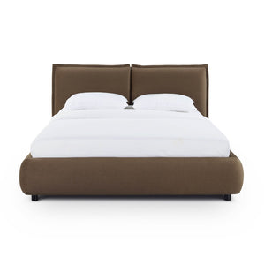 TOV Furniture Mel Faux Mohair Velvet Bed - Elegant, Cozy Centerpiece with Plush Headboard and Sculptural Curves Brown / Queen TOV-B69345