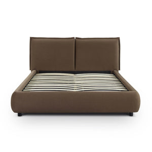 TOV Furniture Mel Faux Mohair Velvet Bed - Elegant, Cozy Centerpiece with Plush Headboard and Sculptural Curves Brown / Queen TOV-B69345