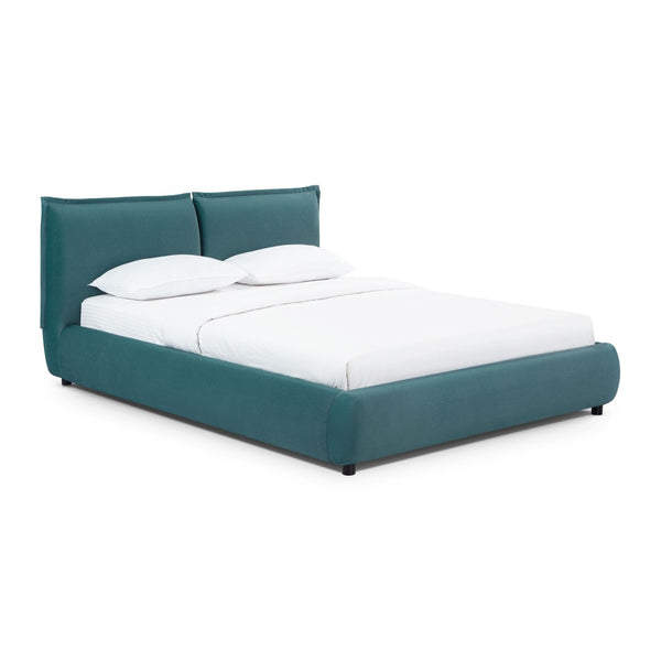 TOV Furniture Mel Faux Mohair Velvet Bed - Elegant, Cozy Centerpiece with Plush Headboard and Sculptural Curves Teal / Queen TOV-B69347