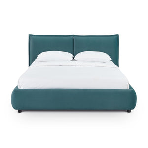 TOV Furniture Mel Faux Mohair Velvet Bed - Elegant, Cozy Centerpiece with Plush Headboard and Sculptural Curves Teal / Queen TOV-B69347