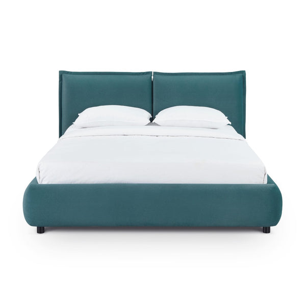 TOV Furniture Mel Faux Mohair Velvet Bed - Elegant, Cozy Centerpiece with Plush Headboard and Sculptural Curves Teal / Queen TOV-B69347