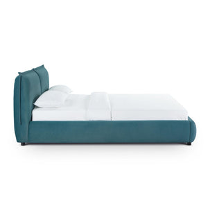 TOV Furniture Mel Faux Mohair Velvet Bed - Elegant, Cozy Centerpiece with Plush Headboard and Sculptural Curves Teal / Queen TOV-B69347