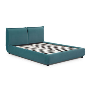TOV Furniture Mel Faux Mohair Velvet Bed - Elegant, Cozy Centerpiece with Plush Headboard and Sculptural Curves Teal / Queen TOV-B69347