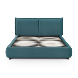 TOV Furniture Mel Faux Mohair Velvet Bed - Elegant, Cozy Centerpiece with Plush Headboard and Sculptural Curves Teal / Queen TOV-B69347