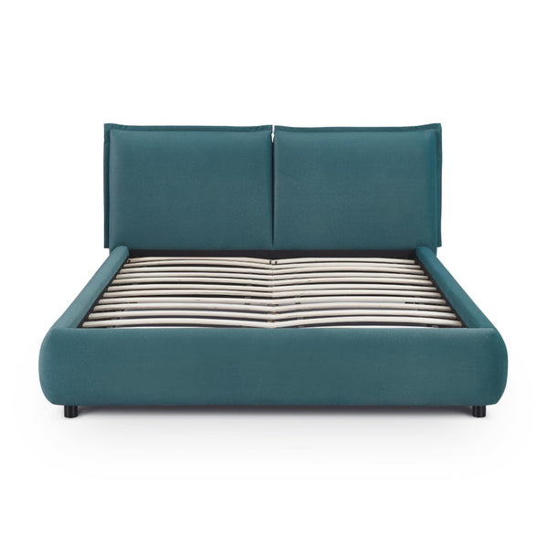 TOV Furniture Mel Faux Mohair Velvet Bed - Elegant, Cozy Centerpiece with Plush Headboard and Sculptural Curves Teal / Queen TOV-B69347