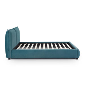 TOV Furniture Mel Faux Mohair Velvet Bed - Elegant, Cozy Centerpiece with Plush Headboard and Sculptural Curves Teal / Queen TOV-B69347