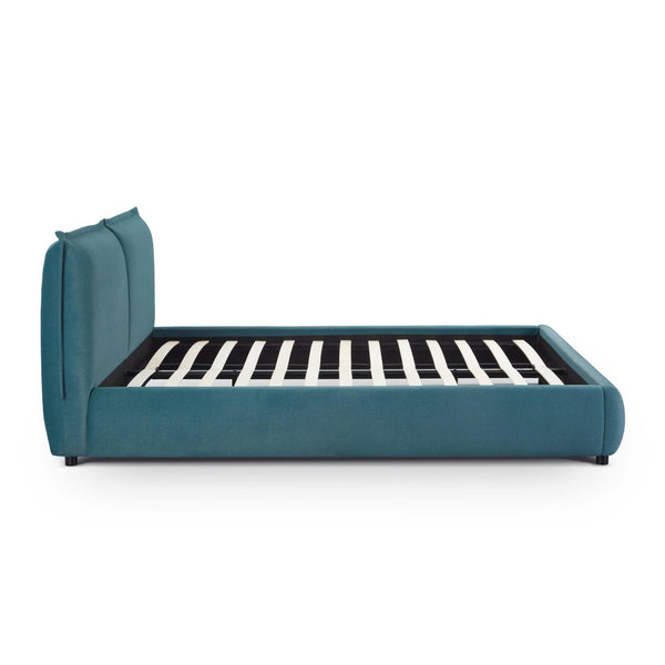 TOV Furniture Mel Faux Mohair Velvet Bed - Elegant, Cozy Centerpiece with Plush Headboard and Sculptural Curves Teal / Queen TOV-B69347