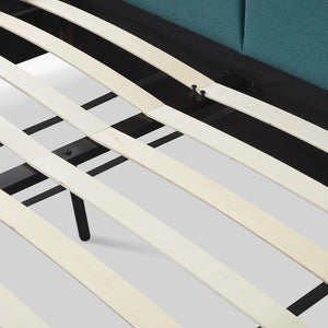 TOV Furniture Mel Faux Mohair Velvet Bed - Elegant, Cozy Centerpiece with Plush Headboard and Sculptural Curves Teal / Queen TOV-B69347