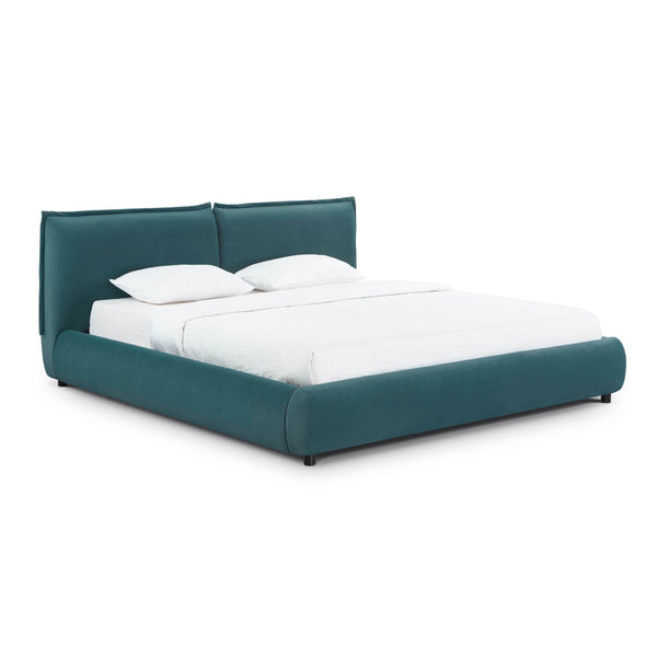 TOV Furniture Mel Faux Mohair Velvet Bed - Elegant, Cozy Centerpiece with Plush Headboard and Sculptural Curves Teal / King TOV-B69348