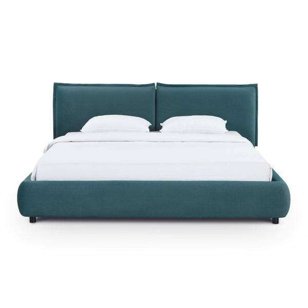 TOV Furniture Mel Faux Mohair Velvet Bed - Elegant, Cozy Centerpiece with Plush Headboard and Sculptural Curves Teal / King TOV-B69348
