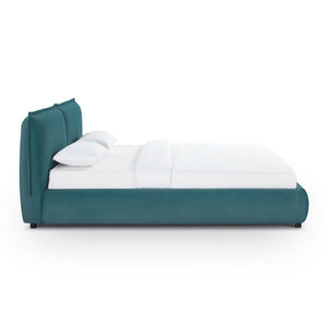TOV Furniture Mel Faux Mohair Velvet Bed - Elegant, Cozy Centerpiece with Plush Headboard and Sculptural Curves Teal / King TOV-B69348