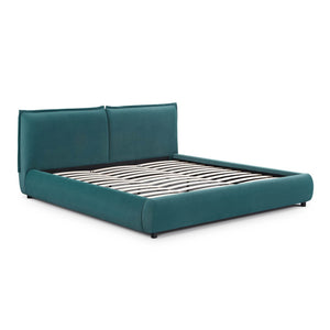 TOV Furniture Mel Faux Mohair Velvet Bed - Elegant, Cozy Centerpiece with Plush Headboard and Sculptural Curves Teal / King TOV-B69348