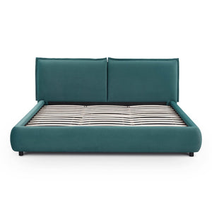 TOV Furniture Mel Faux Mohair Velvet Bed - Elegant, Cozy Centerpiece with Plush Headboard and Sculptural Curves Teal / King TOV-B69348
