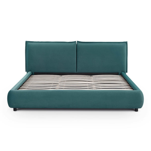 TOV Furniture Mel Faux Mohair Velvet Bed - Elegant, Cozy Centerpiece with Plush Headboard and Sculptural Curves Teal / King TOV-B69348