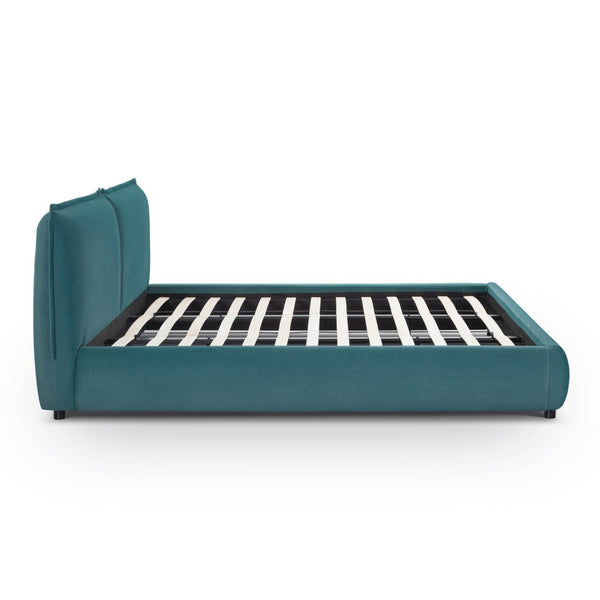 TOV Furniture Mel Faux Mohair Velvet Bed - Elegant, Cozy Centerpiece with Plush Headboard and Sculptural Curves Teal / King TOV-B69348