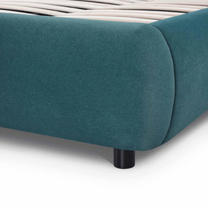 TOV Furniture Mel Faux Mohair Velvet Bed - Elegant, Cozy Centerpiece with Plush Headboard and Sculptural Curves Teal / King TOV-B69348