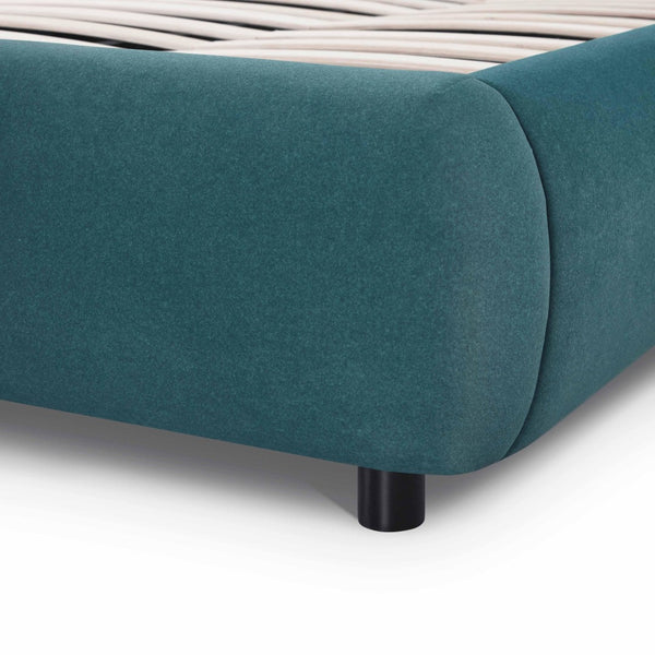 TOV Furniture Mel Faux Mohair Velvet Bed - Elegant, Cozy Centerpiece with Plush Headboard and Sculptural Curves Teal / King TOV-B69348