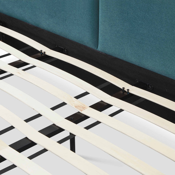 TOV Furniture Mel Faux Mohair Velvet Bed - Elegant, Cozy Centerpiece with Plush Headboard and Sculptural Curves Teal / King TOV-B69348