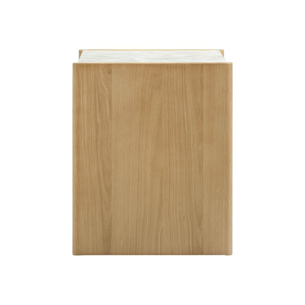 TOV Furniture Paige 26" Natural Oak Nightstand with Soft-Close Drawers and Faux-Marble Top for Coastal Charm TOV-B69352