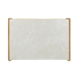 TOV Furniture Paige 26" Natural Oak Nightstand with Soft-Close Drawers and Faux-Marble Top for Coastal Charm TOV-B69352
