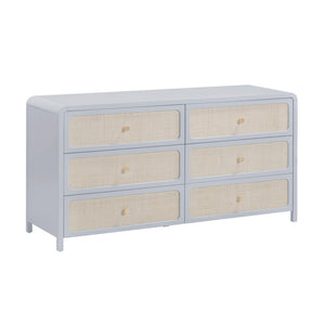 TOV Furniture Patty 62" Handwoven Rattan Dresser with Soft-Close Drawers for Coastal-Inspired Bedrooms Blue TOV-B69361