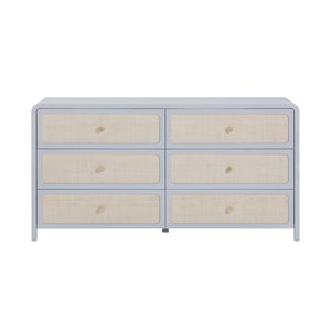TOV Furniture Patty 62" Handwoven Rattan Dresser with Soft-Close Drawers for Coastal-Inspired Bedrooms Blue TOV-B69361