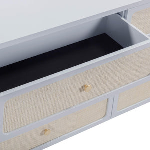 TOV Furniture Patty 62" Handwoven Rattan Dresser with Soft-Close Drawers for Coastal-Inspired Bedrooms Blue TOV-B69361