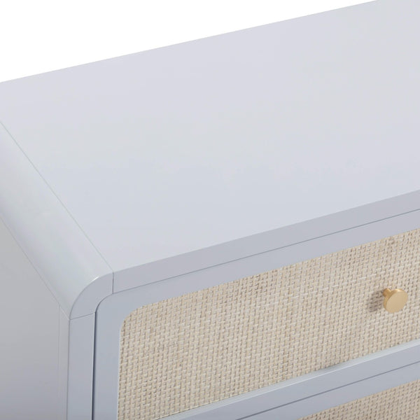 TOV Furniture Patty 62" Handwoven Rattan Dresser with Soft-Close Drawers for Coastal-Inspired Bedrooms Blue TOV-B69361