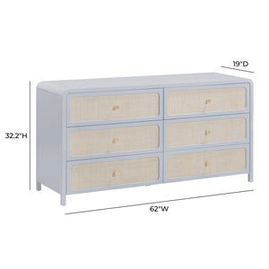 TOV Furniture Patty 62" Handwoven Rattan Dresser with Soft-Close Drawers for Coastal-Inspired Bedrooms Blue TOV-B69361