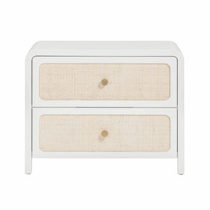 TOV Furniture Patty 28" Handwoven Rattan Nightstand with Soft-Close Drawers for a Breezy Coastal Bedroom Look White TOV-B69362