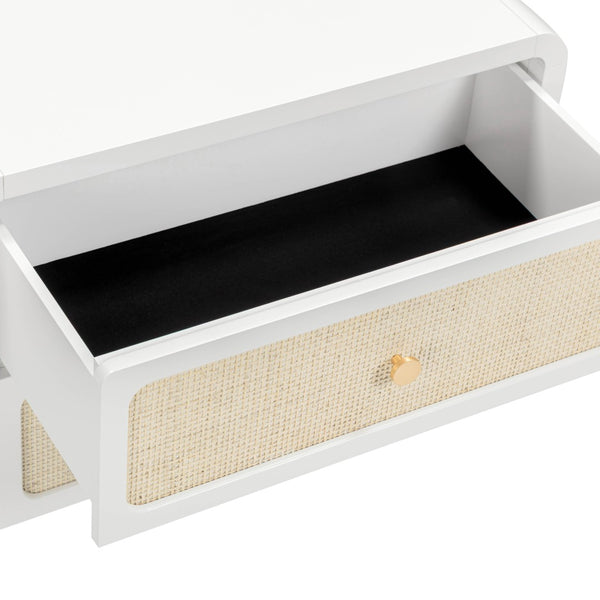 TOV Furniture Patty 28" Handwoven Rattan Nightstand with Soft-Close Drawers for a Breezy Coastal Bedroom Look White TOV-B69362