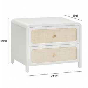 TOV Furniture Patty 28" Handwoven Rattan Nightstand with Soft-Close Drawers for a Breezy Coastal Bedroom Look White TOV-B69362