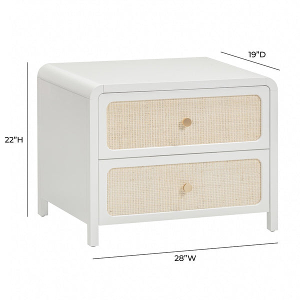 TOV Furniture Patty 28" Handwoven Rattan Nightstand with Soft-Close Drawers for a Breezy Coastal Bedroom Look White TOV-B69362